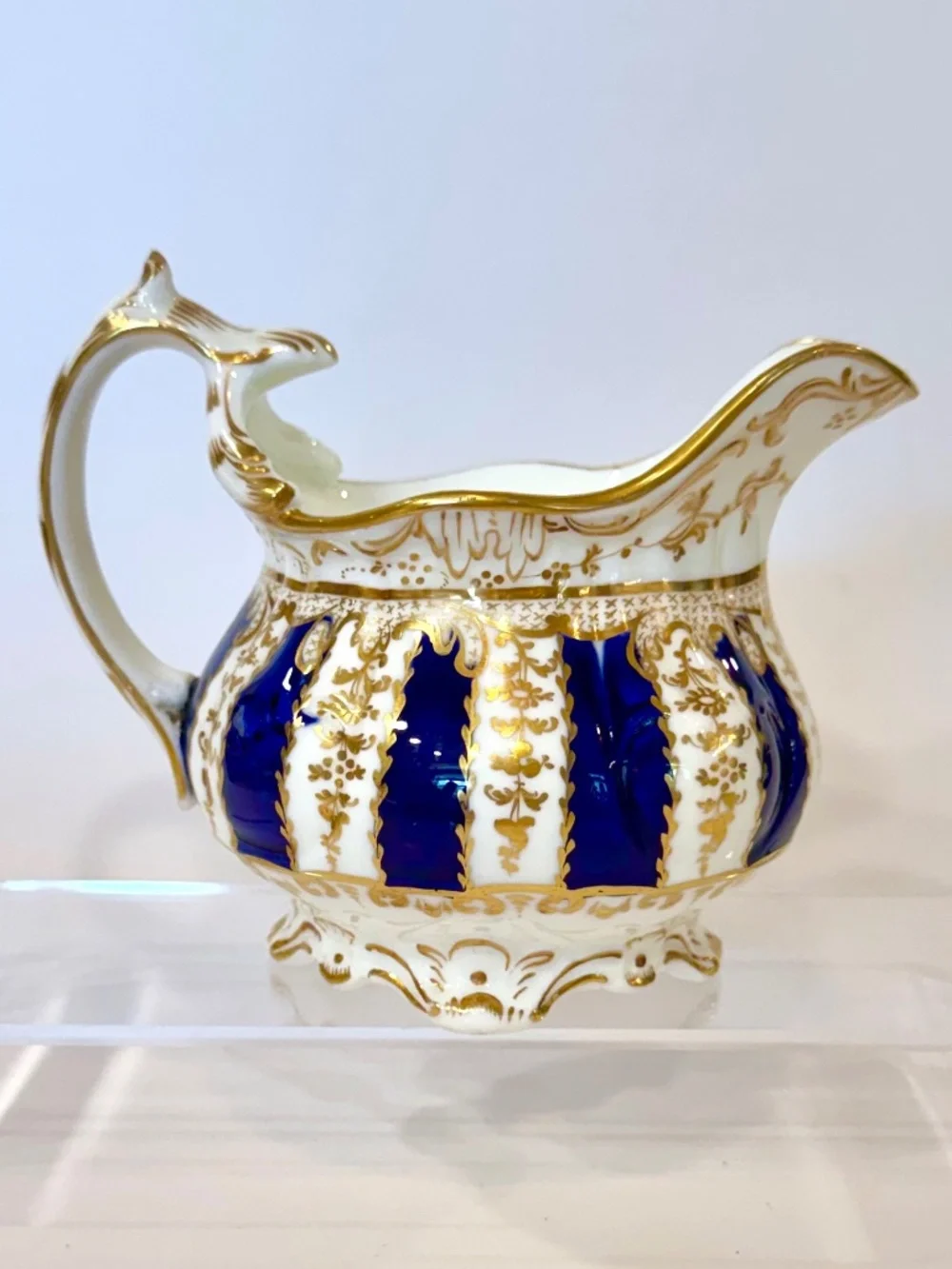 Antique Samuel Alcock Cobalt Gold Creamer Jug 1840
